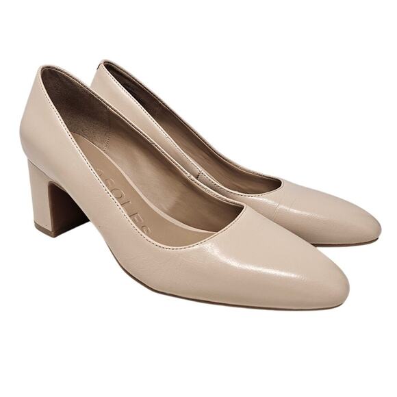 Aerosoles 8.5 Minetta Beige Nude Leather Heel Pump Comfort Career Professional - Picture 1 of 5